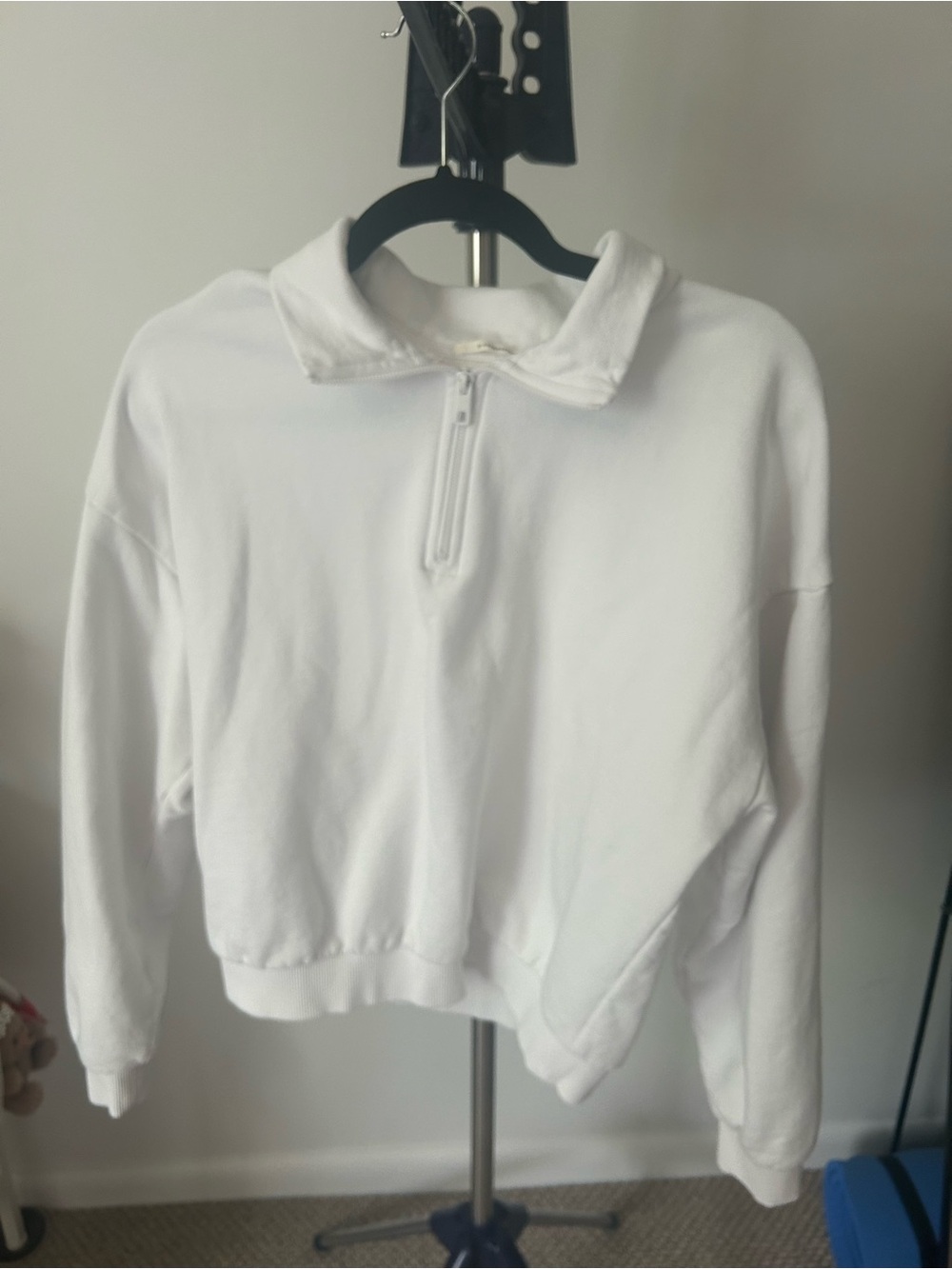 Anthropologie Bride White Half-Zip Collared Sweatshirt